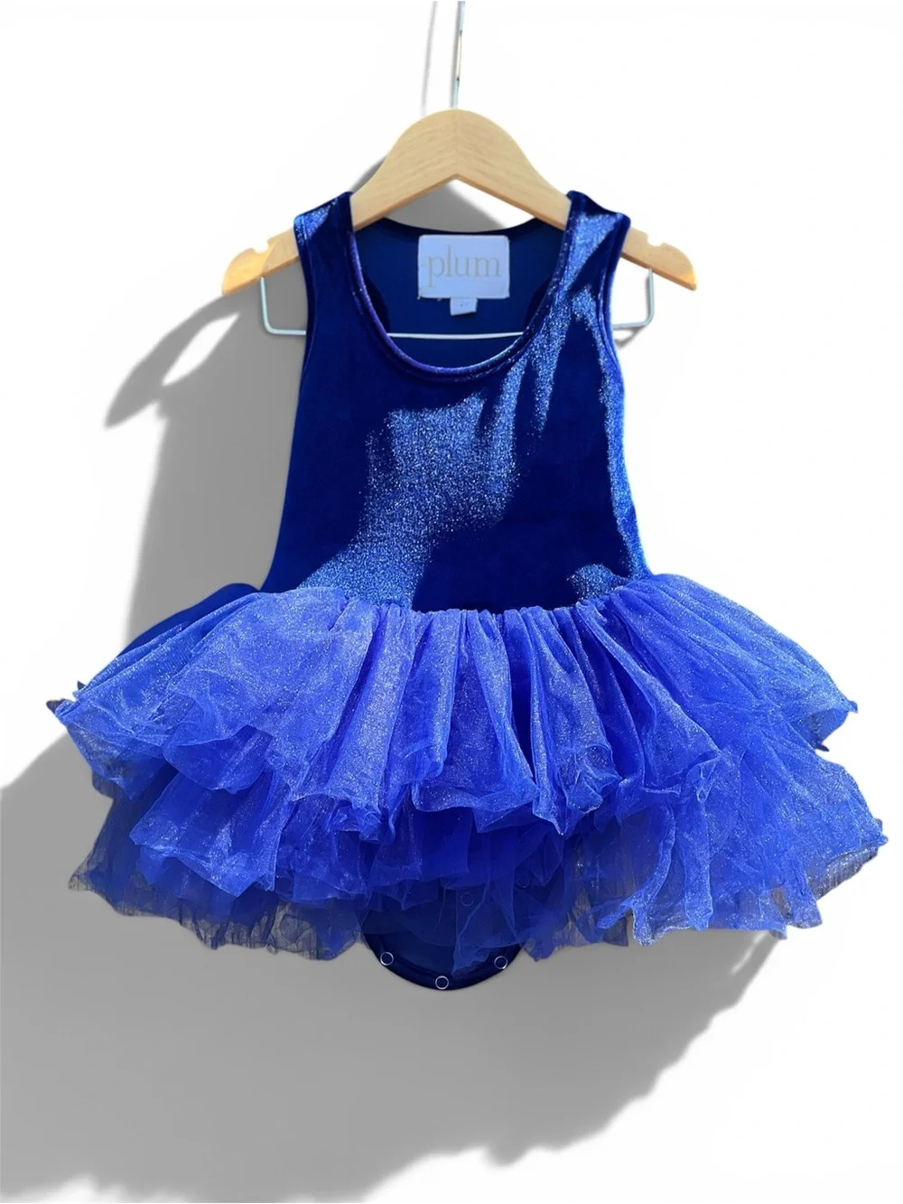 Plum Girls 4Y Royal Blue Velvet Sparkle Tutu Leotard Dress